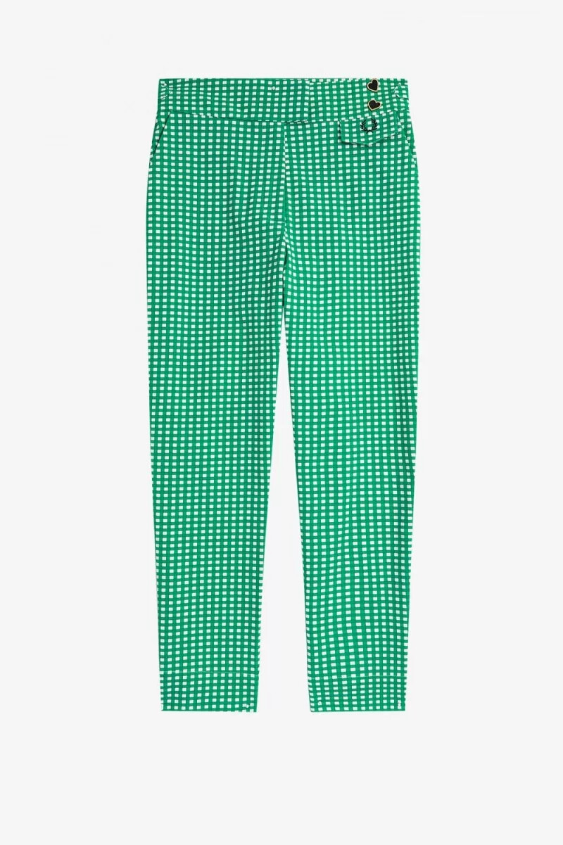 pantalones de cuadros vichy verdes para mujer de fred perry