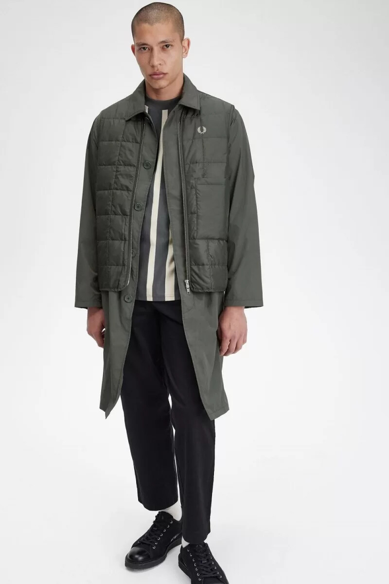 fred perry shell mac parka para hombre verde campo
