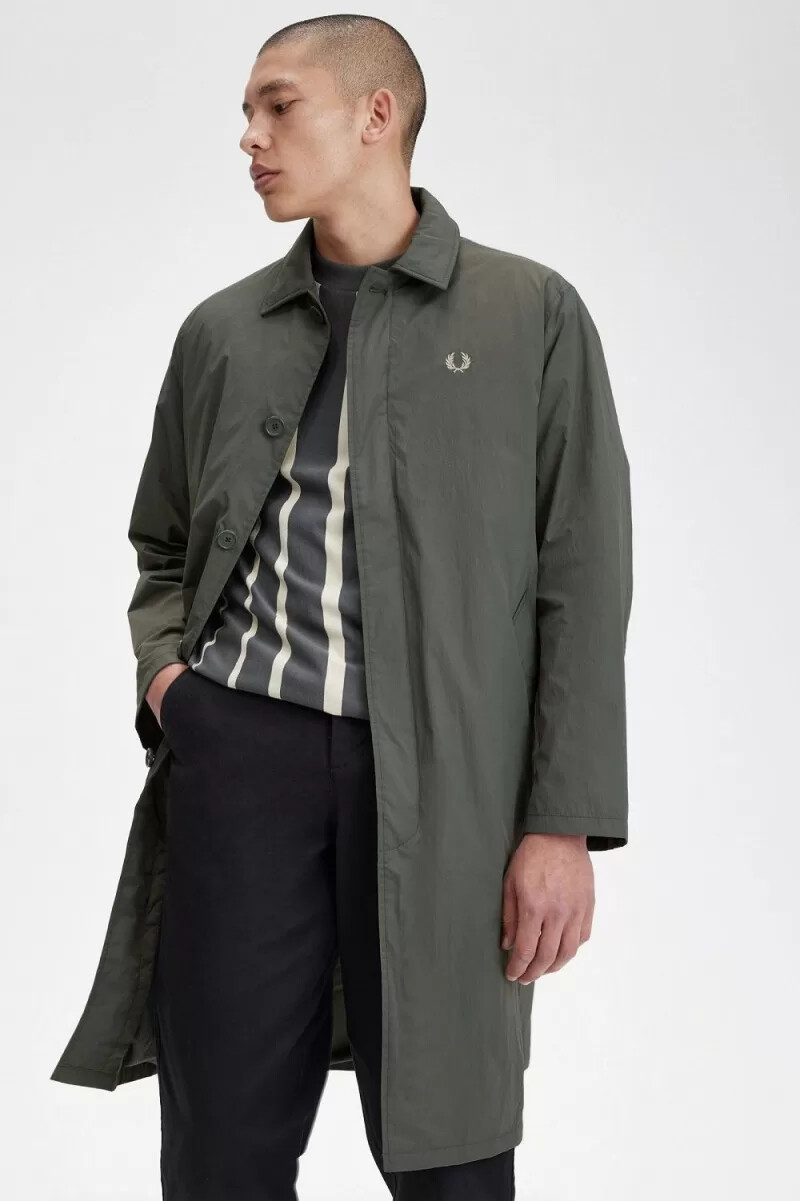fred perry shell mac parka para hombre verde campo