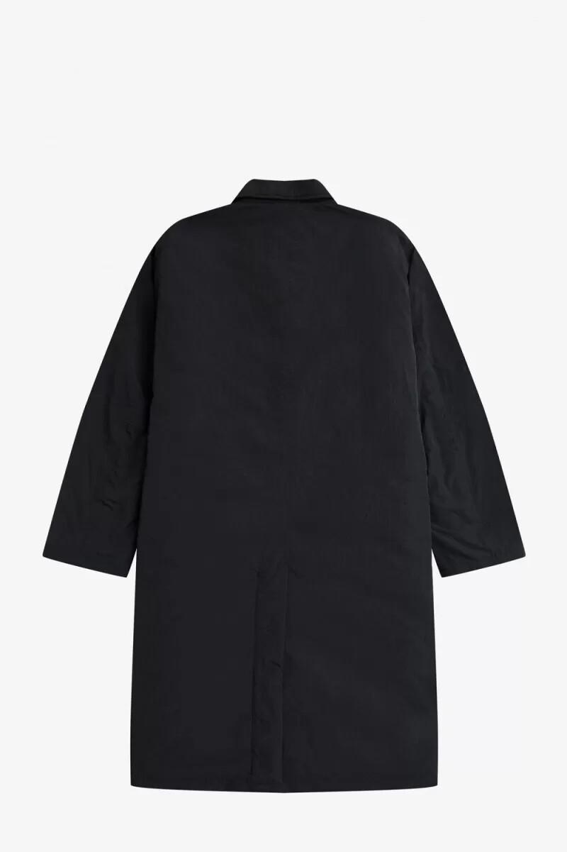 parka negra con botones para hombre de fred perry