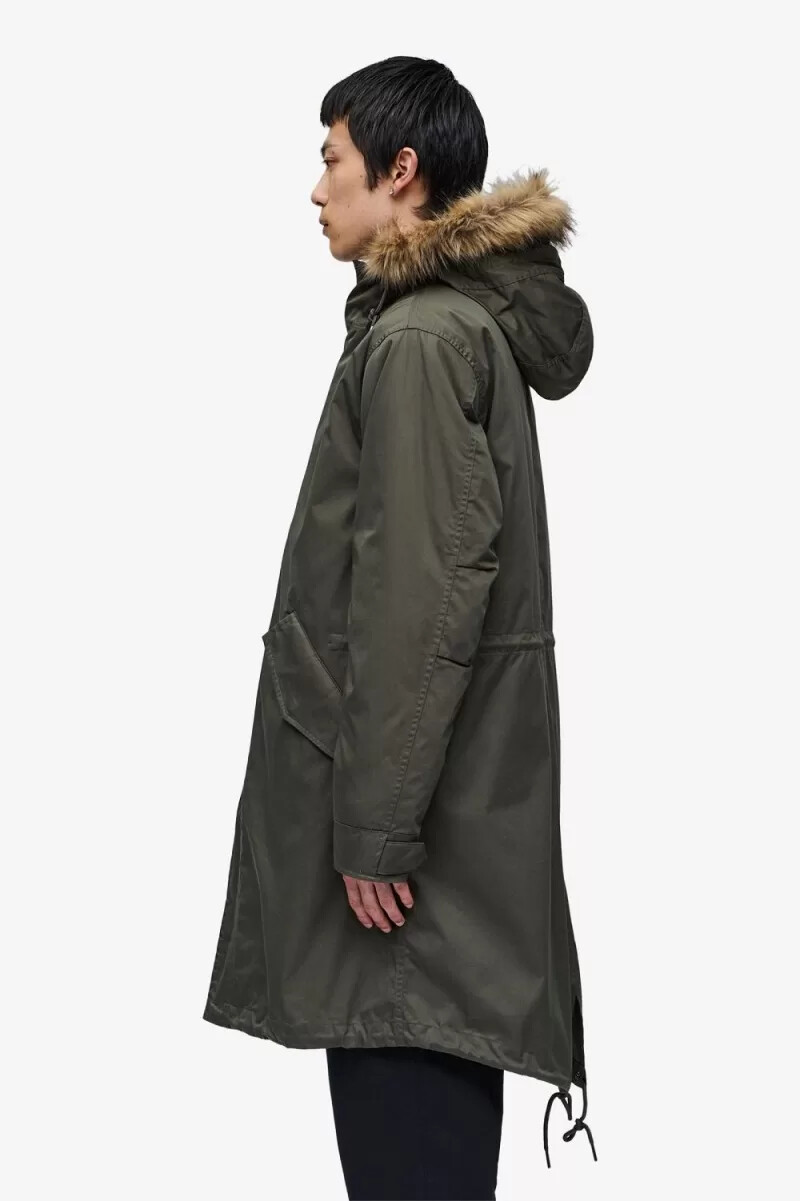 parka fred perry con forro interior y cremallera para hombre color verde campo