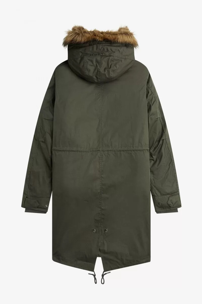 parka fred perry con forro interior y cremallera para hombre color verde campo