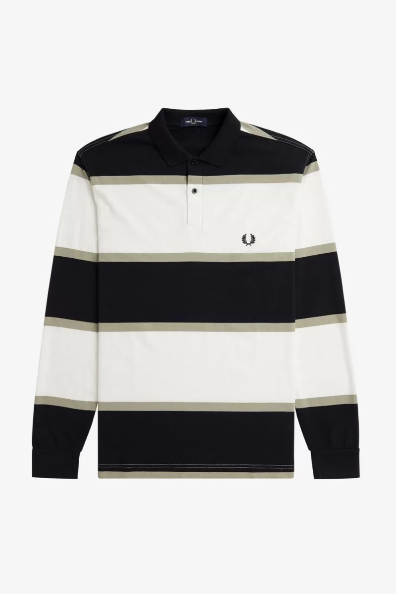 polo fred perry relaxed stripe para hombre en blanco nieve