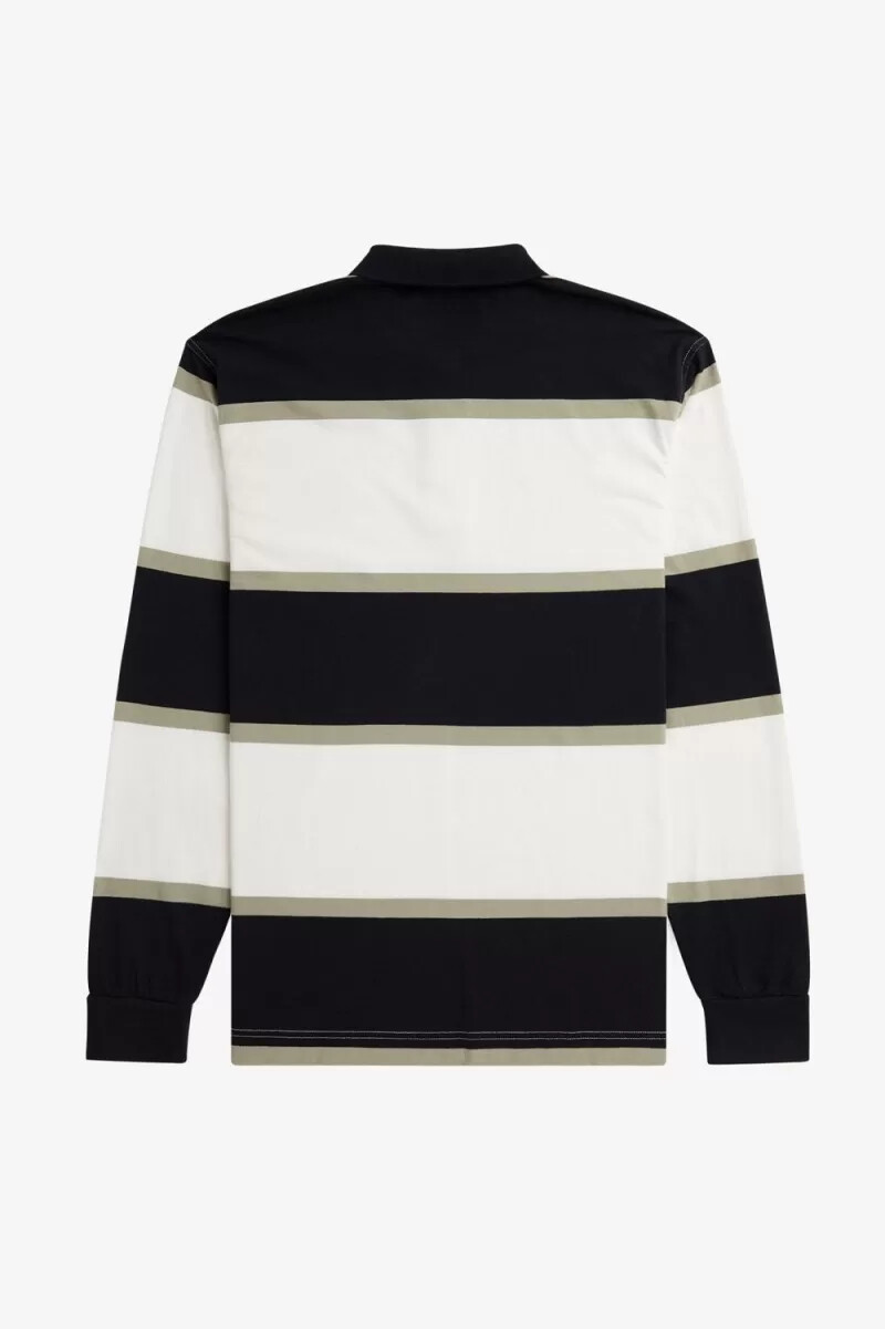 polo fred perry relaxed stripe para hombre en blanco nieve