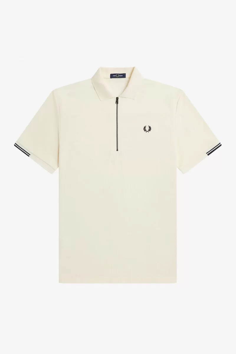 polo fred perry con media cremallera para hombre en beige