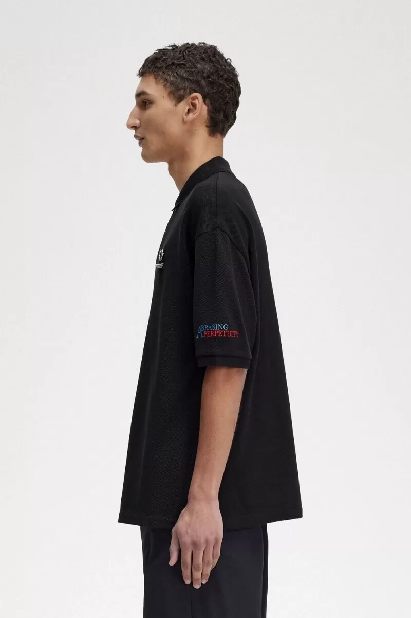 polo bordado fred perry para hombre color negro
