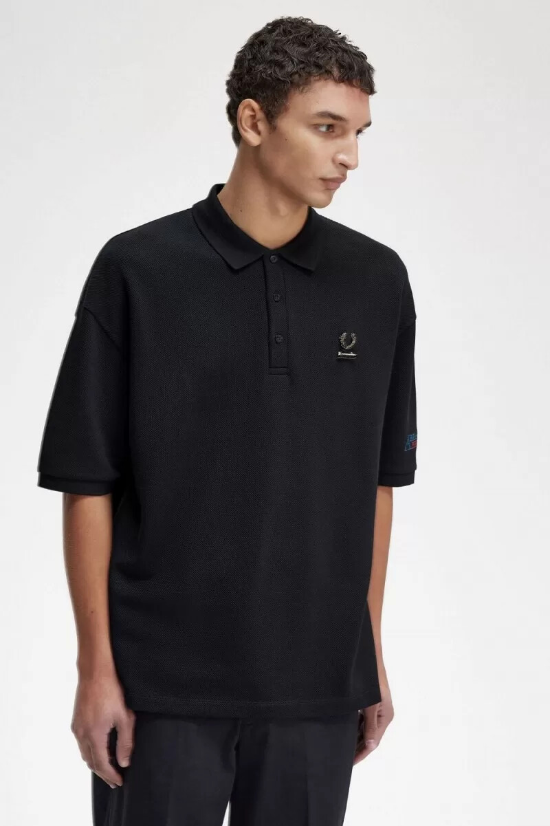 polo bordado fred perry para hombre color negro
