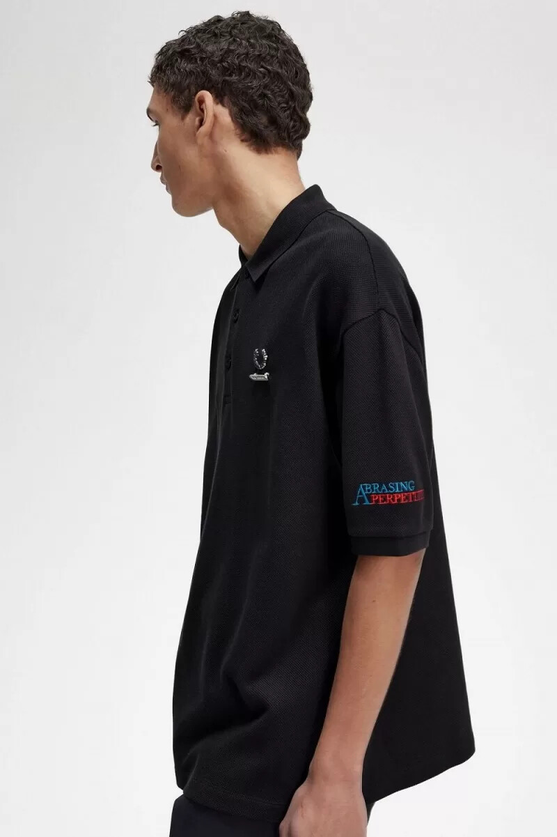polo bordado fred perry para hombre color negro