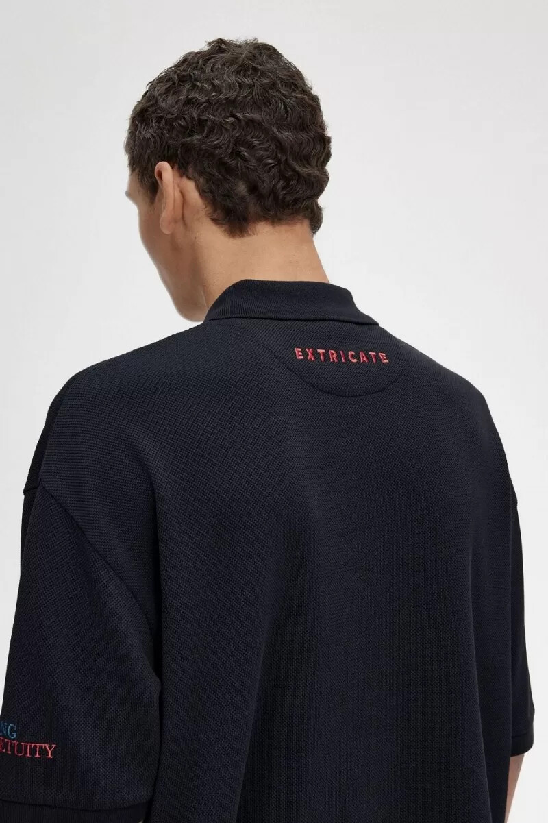 polo bordado fred perry para hombre color negro