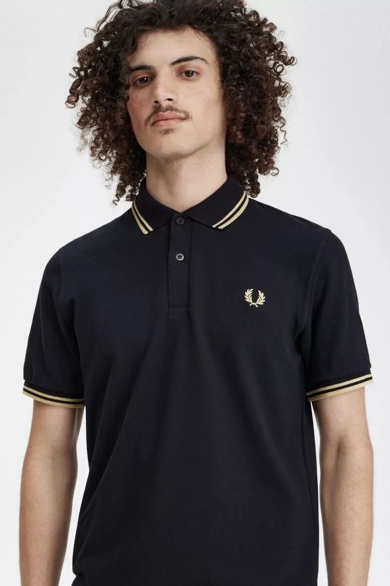 polo fred perry shanghai m12 para hombre color negro champán