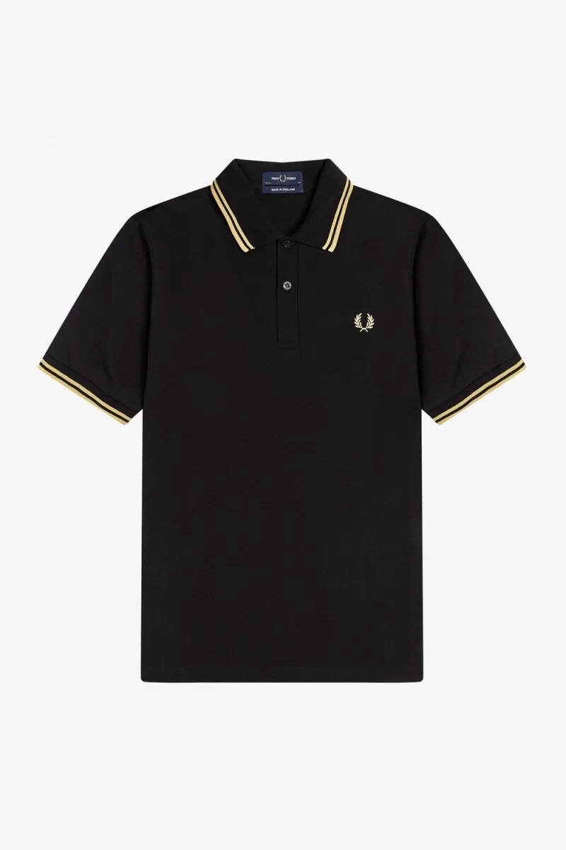 polo fred perry shanghai m12 para hombre color negro champán