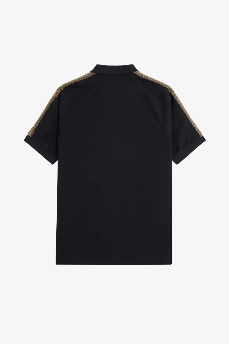 polo fred perry honeycomb taped para hombre color negro