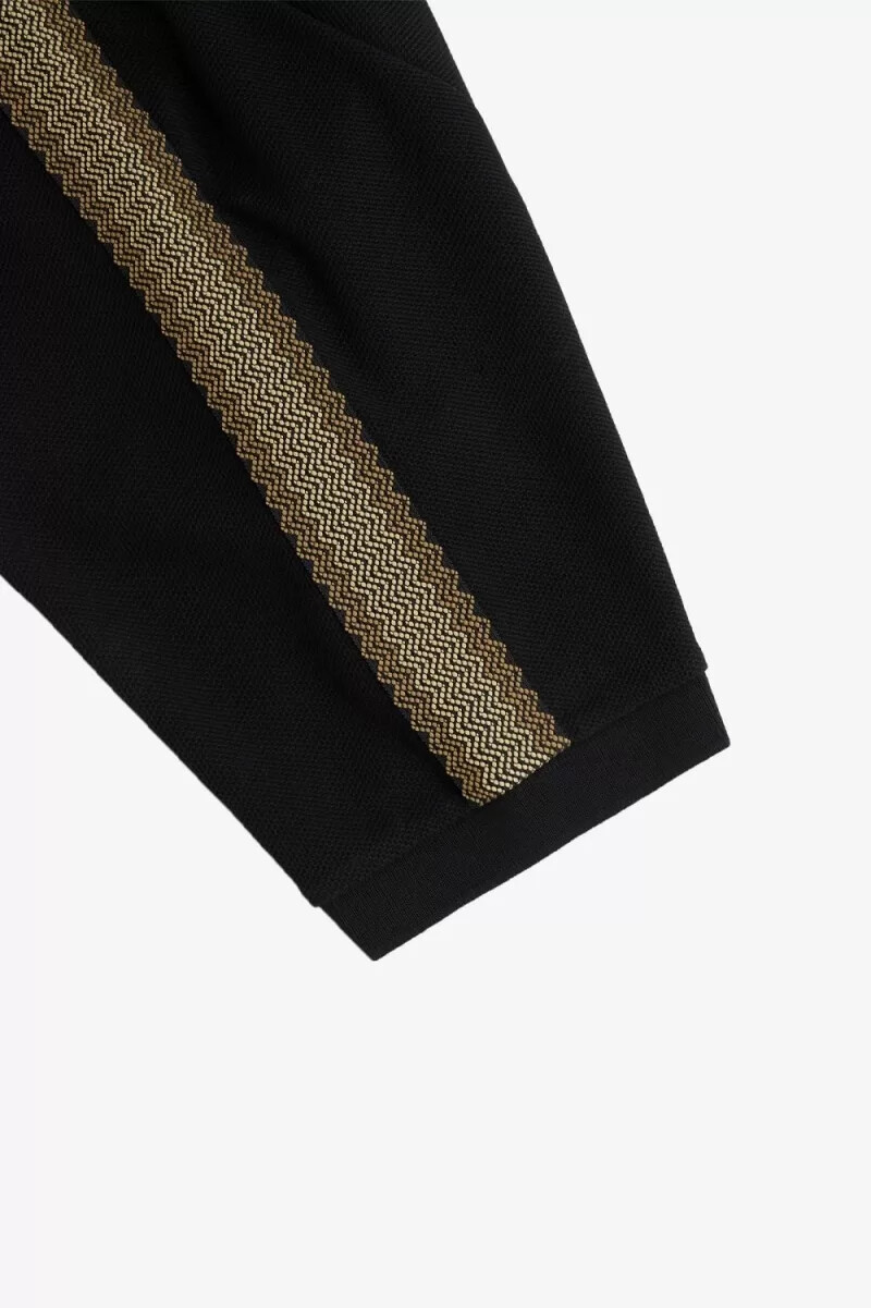 polo fred perry honeycomb taped para hombre color negro