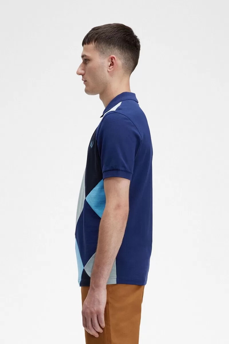 polo fred perry harlequin para hombre azul marino francés