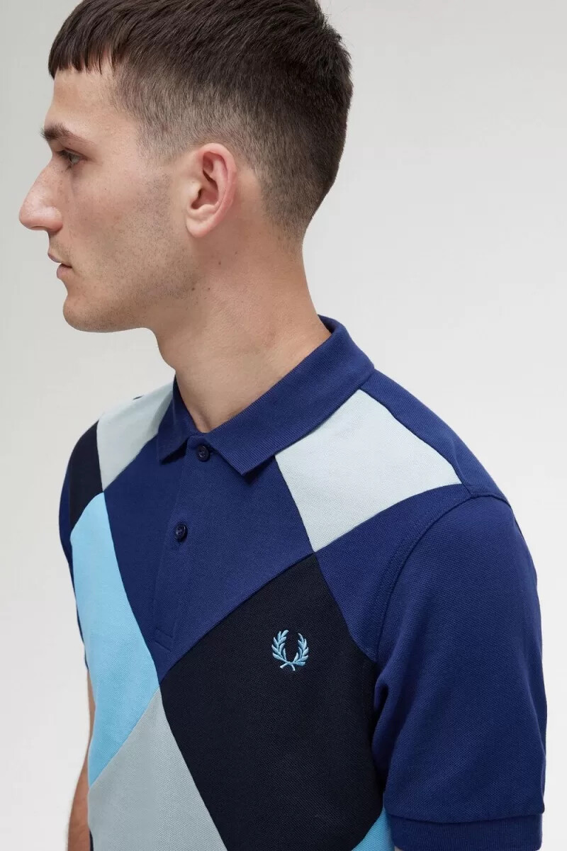 polo fred perry harlequin para hombre azul marino francés