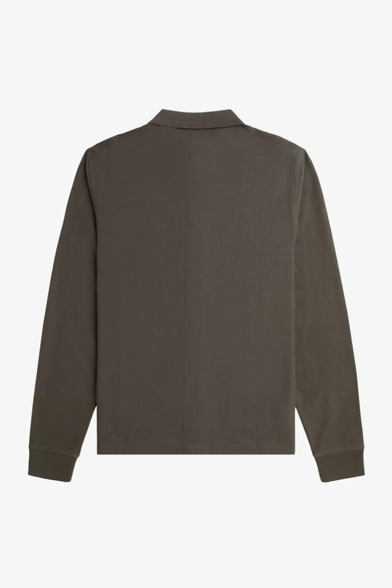 polo de manga larga con rayas degradadas de fred perry para hombre verde campo