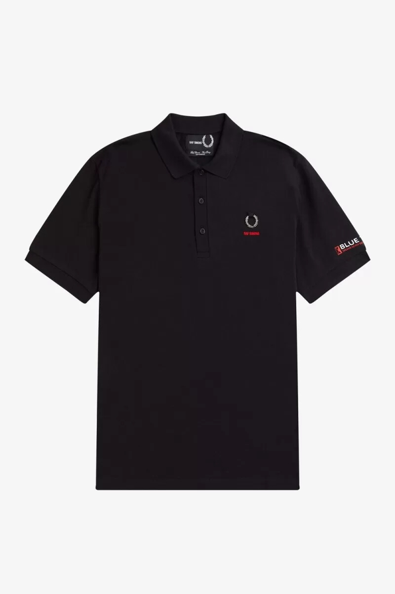 polo fred perry con mangas estampadas para hombre color negro