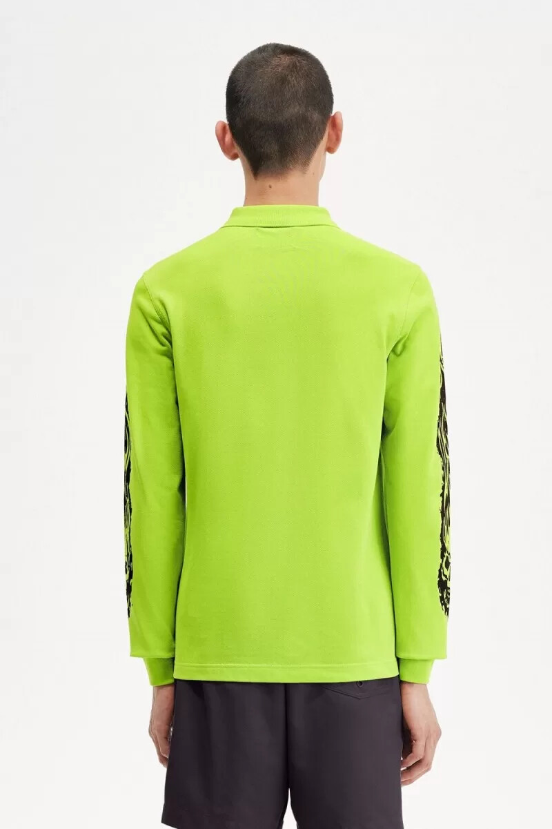polo gráfico de manga larga fred perry noongoons para hombre verde lima