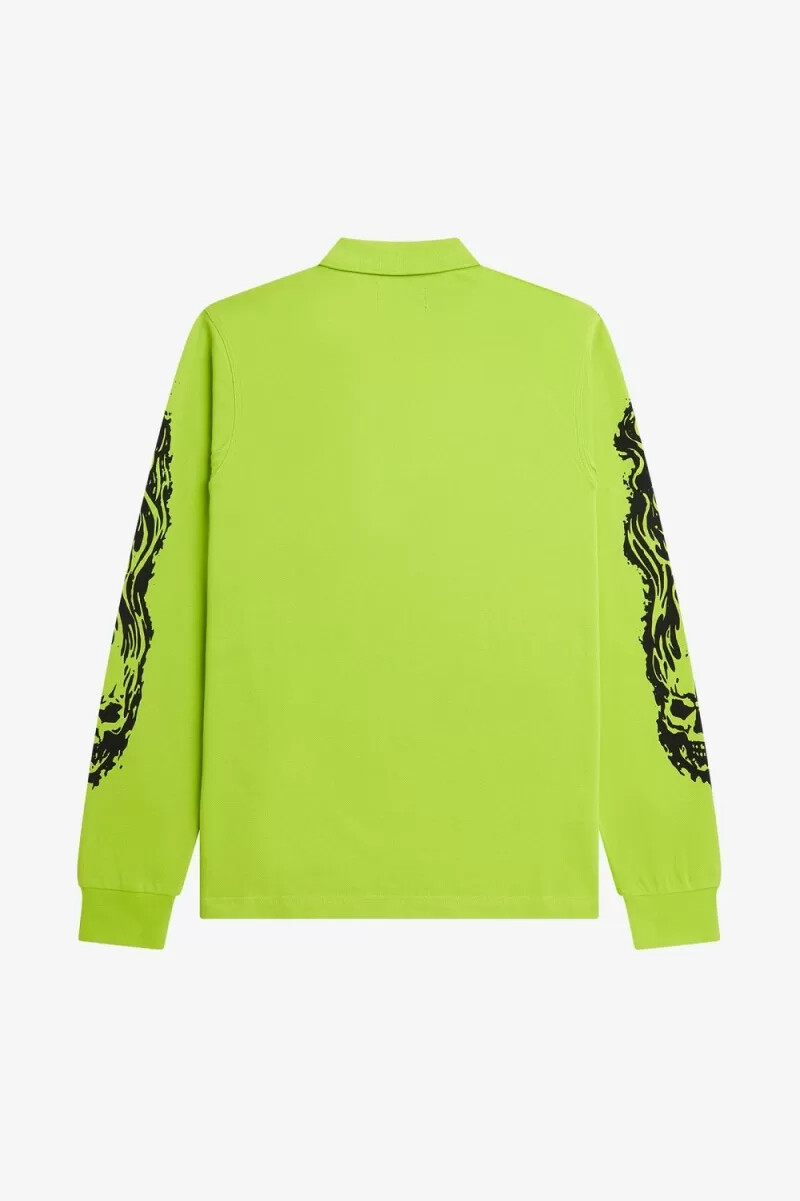 polo gráfico de manga larga fred perry noongoons para hombre verde lima