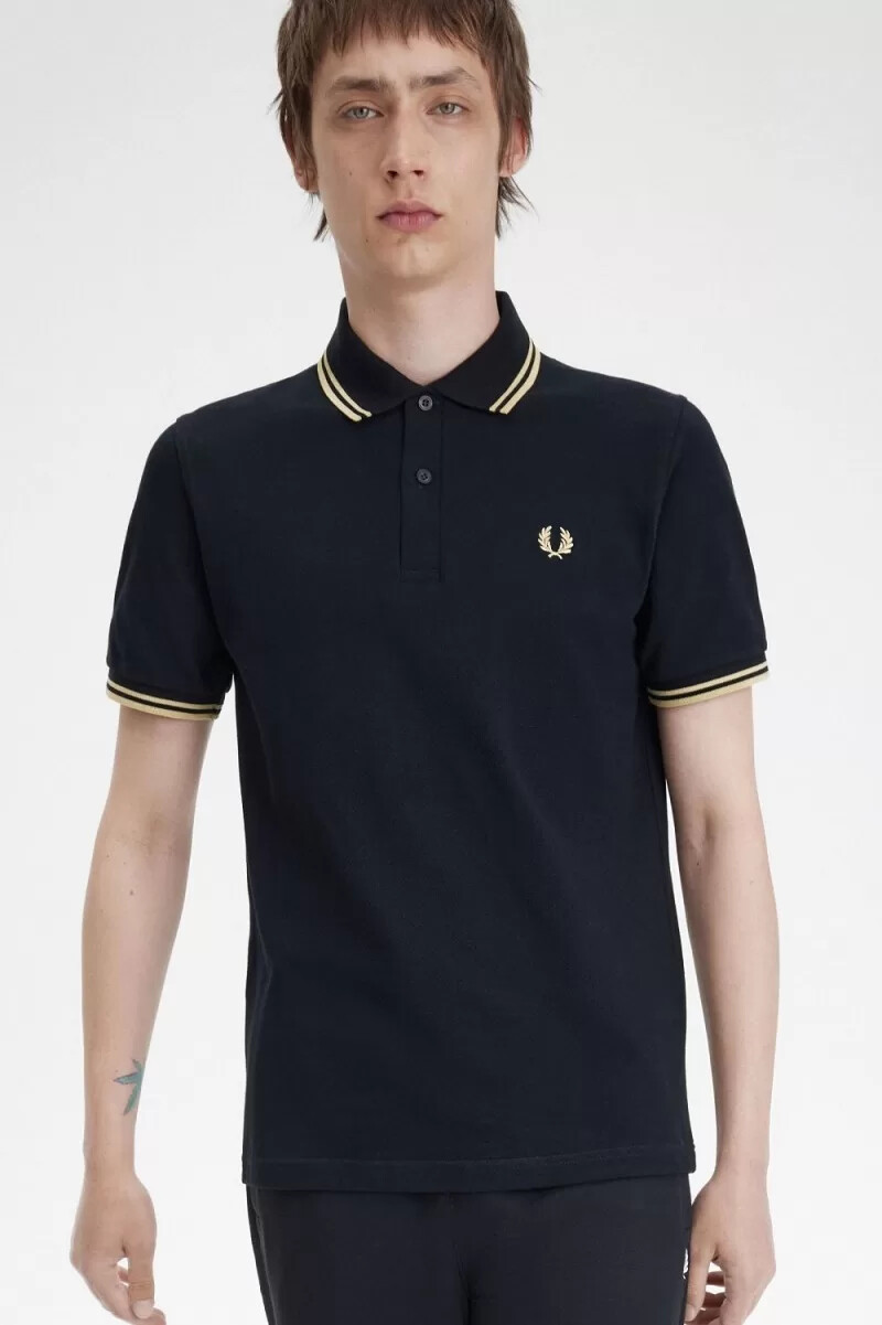polo fred perry tokyo m12 para hombre color negro champán