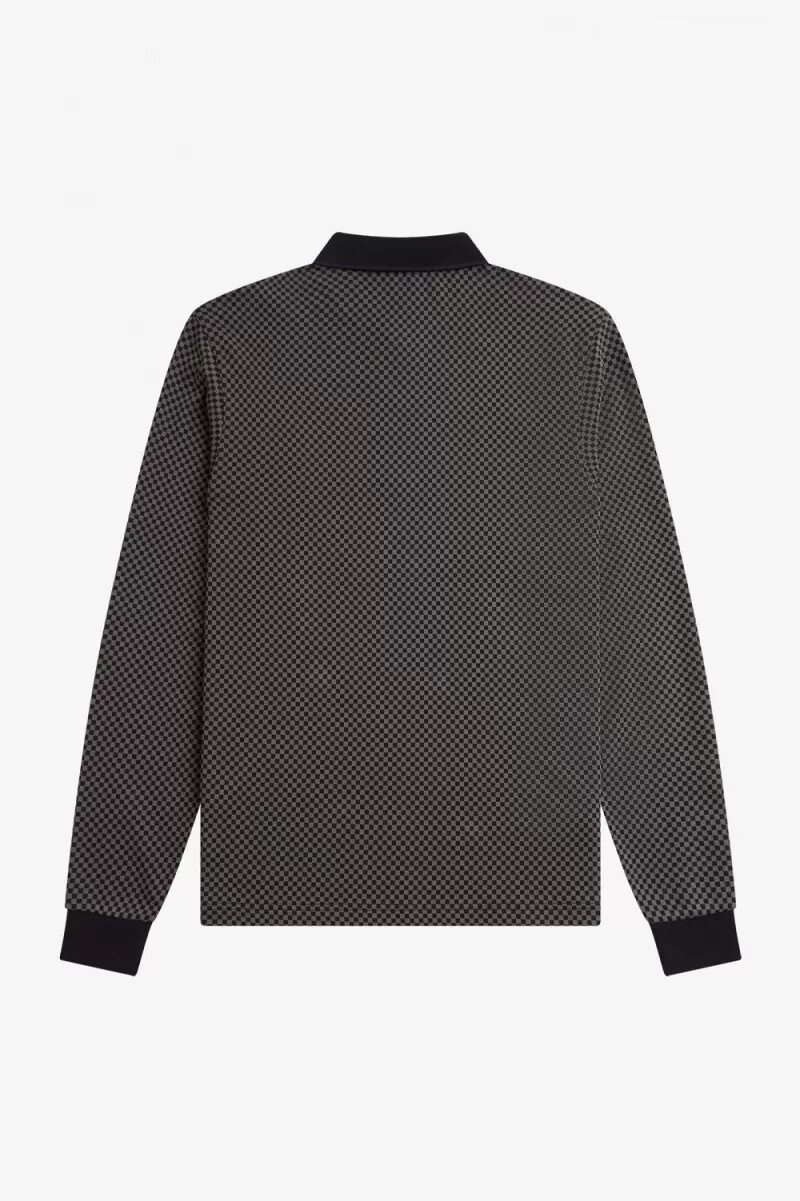 polo fred perry micro chequerboard para hombre negro verde campo
