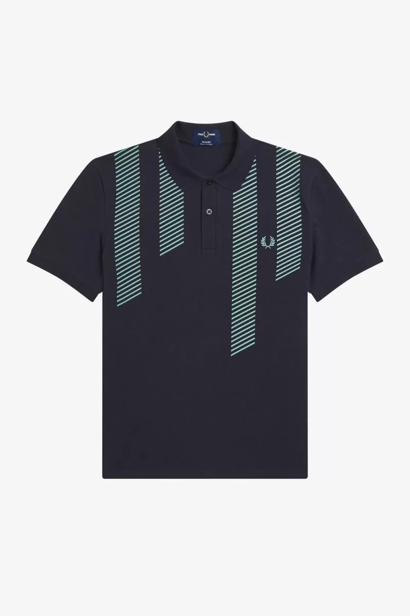 polo fred perry glitch stripe para hombre azul marino