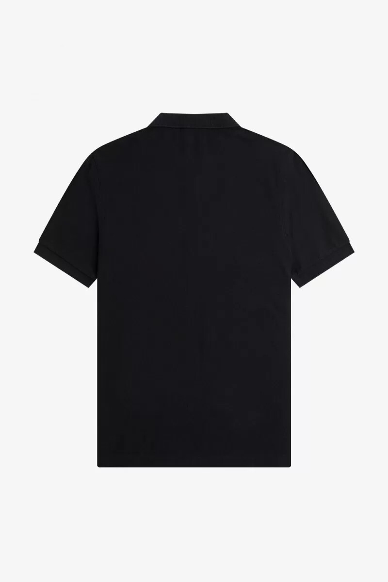 polo fred perry con cuello con cremallera y textura para hombre color negro