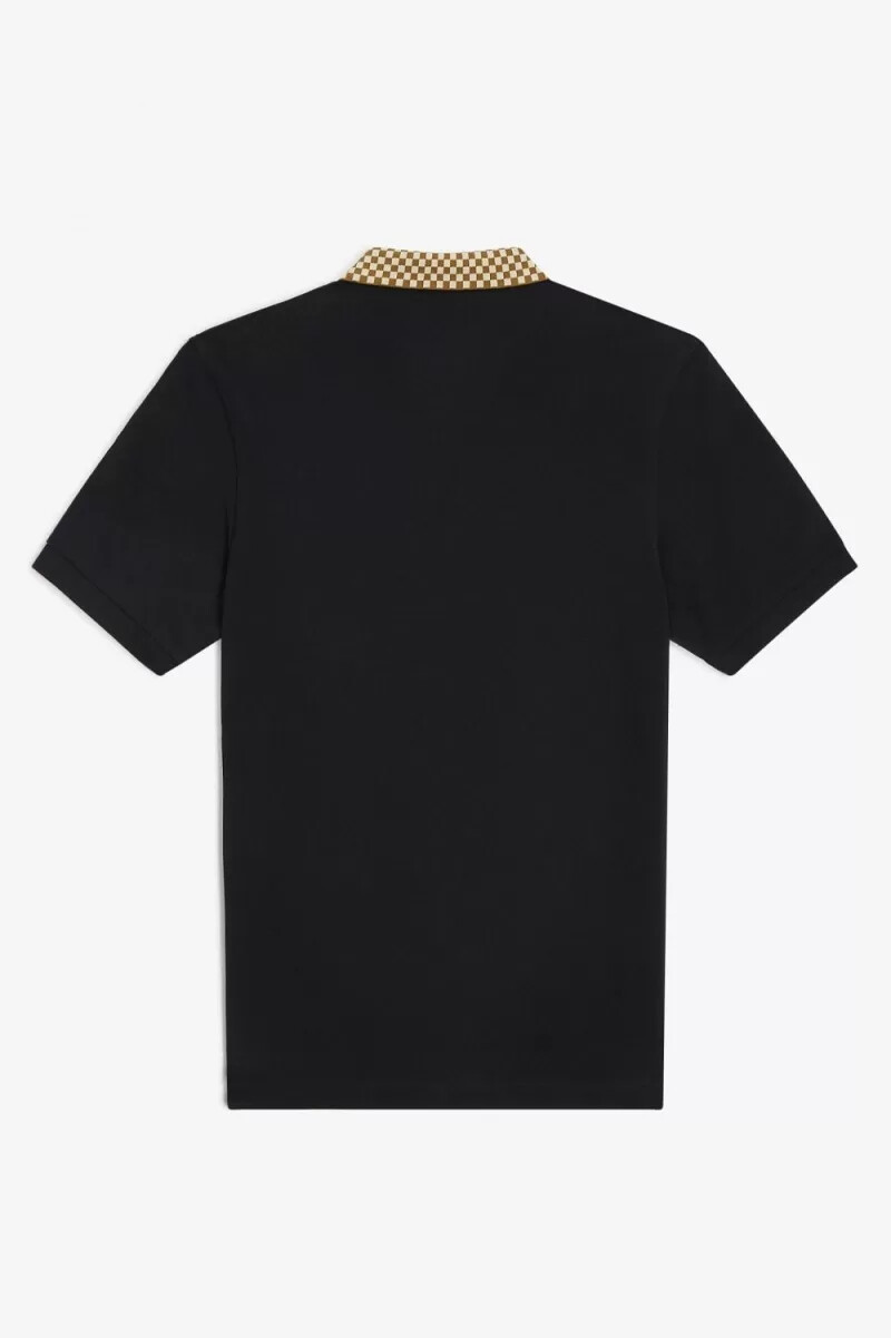 polo fred perry con cuello de cuadros para hombre color negro