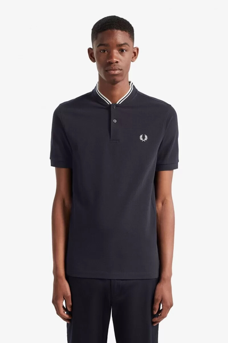 polo fred perry con cuello bombardero para hombre azul marino