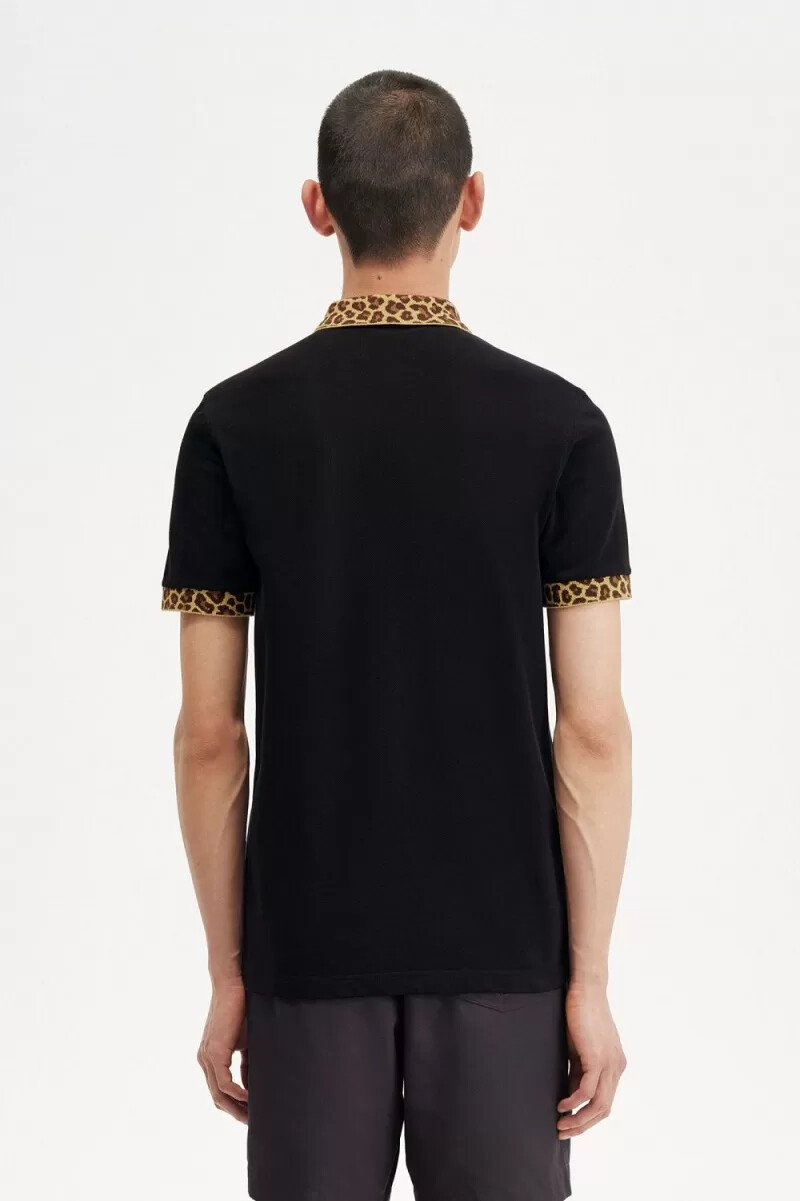 polo fred perry noongoons con estampado de leopardo para hombre color negro