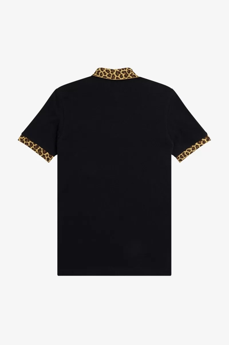 polo fred perry noongoons con estampado de leopardo para hombre color negro