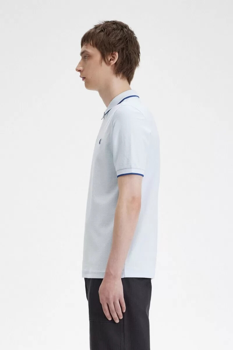 polo fred perry de crepé piqué con cuello con cremallera para hombre color aguamarina claro