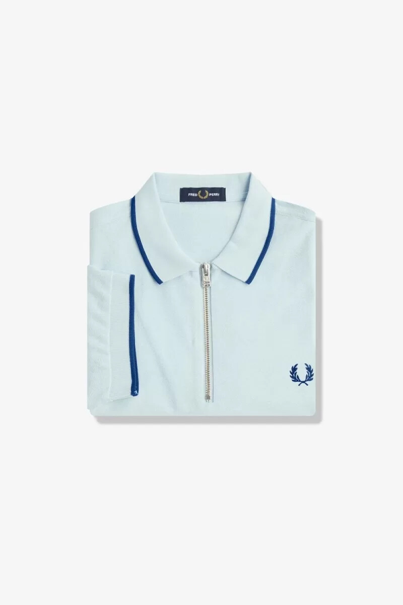 polo fred perry de crepé piqué con cuello con cremallera para hombre color aguamarina claro