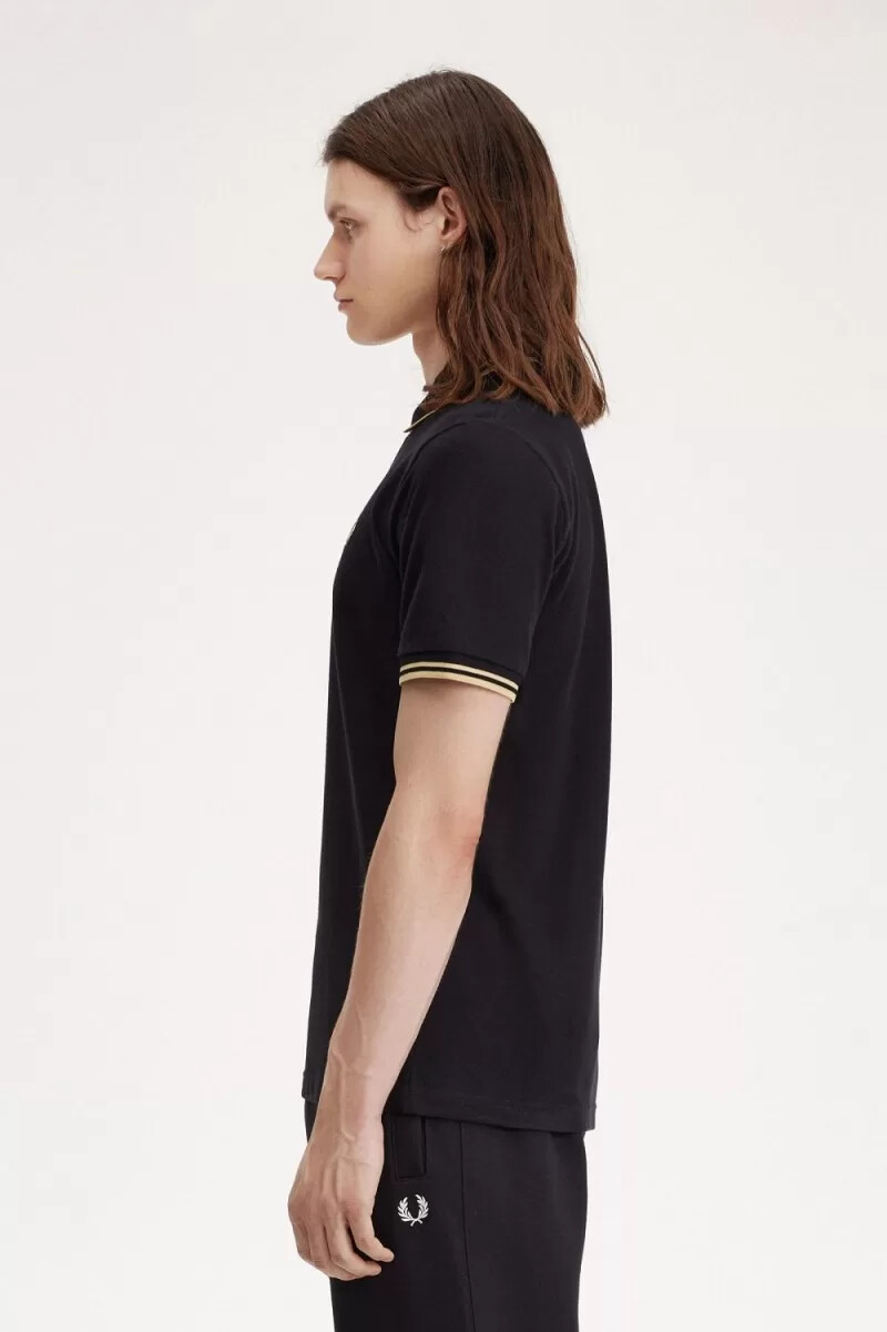 polo fred perry osaka m12 para hombre color negro champán