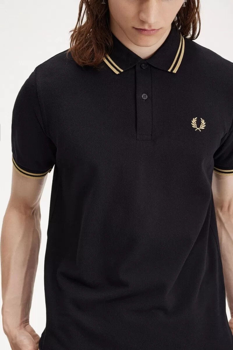 polo fred perry osaka m12 para hombre color negro champán