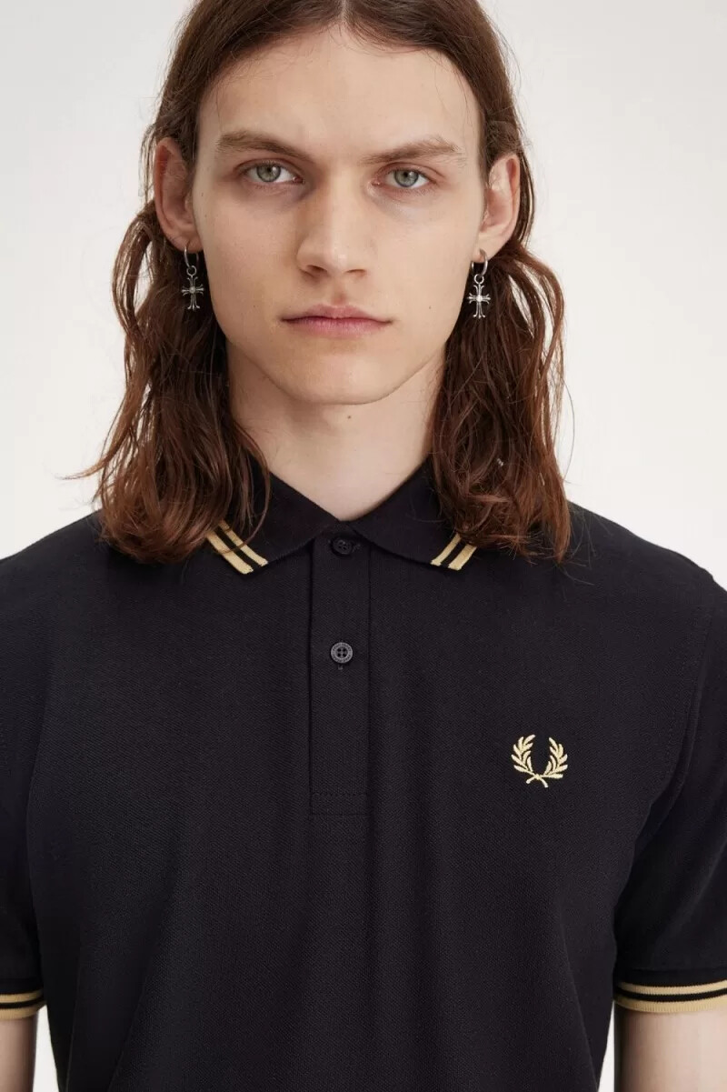 polo fred perry osaka m12 para hombre color negro champán