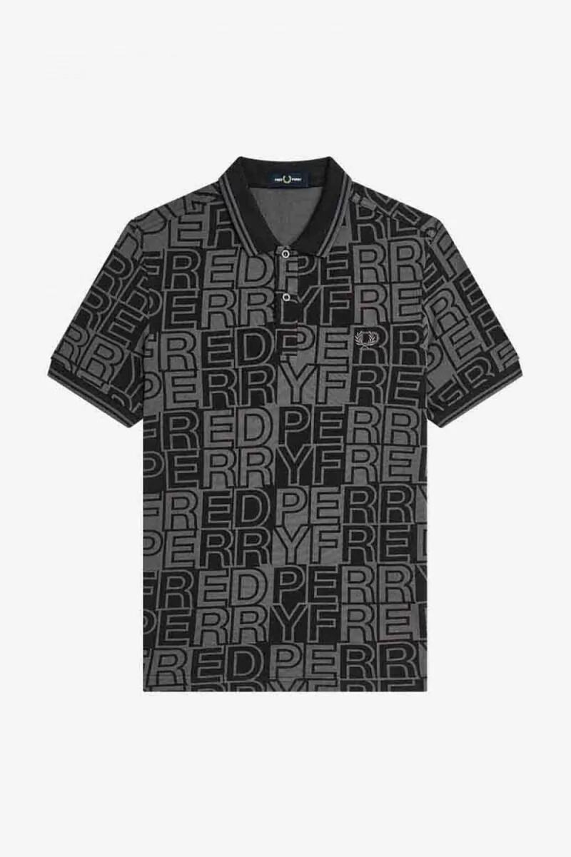 polo fred perry block graphic para hombre en color gris plomo