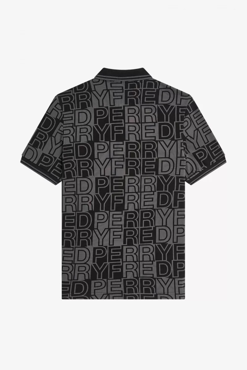 polo fred perry block graphic para hombre en color gris plomo