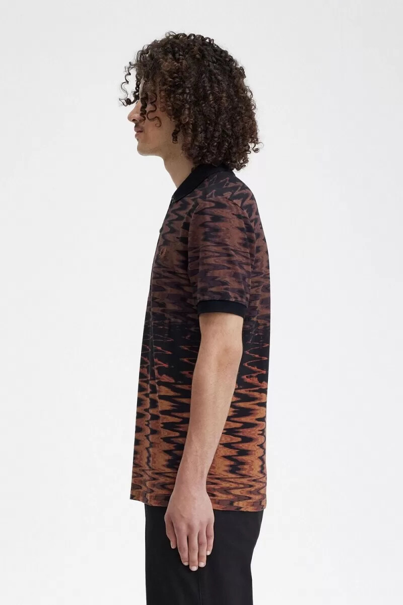 polo fred perry wave graphic para hombre color negro