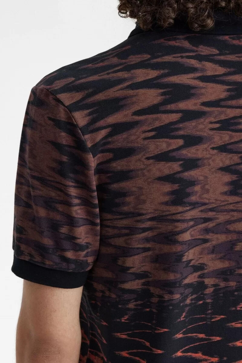 polo fred perry wave graphic para hombre color negro
