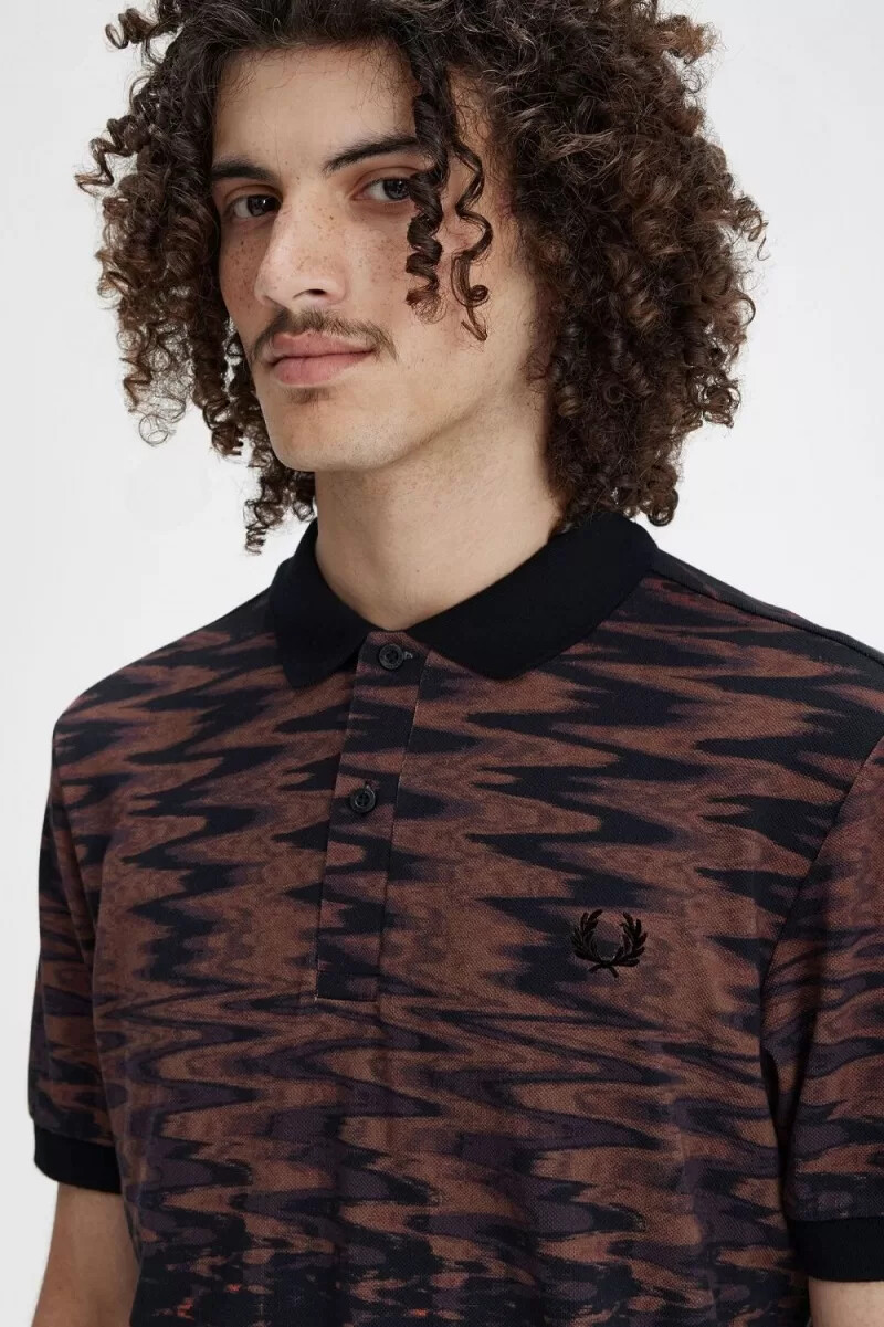 polo fred perry wave graphic para hombre color negro