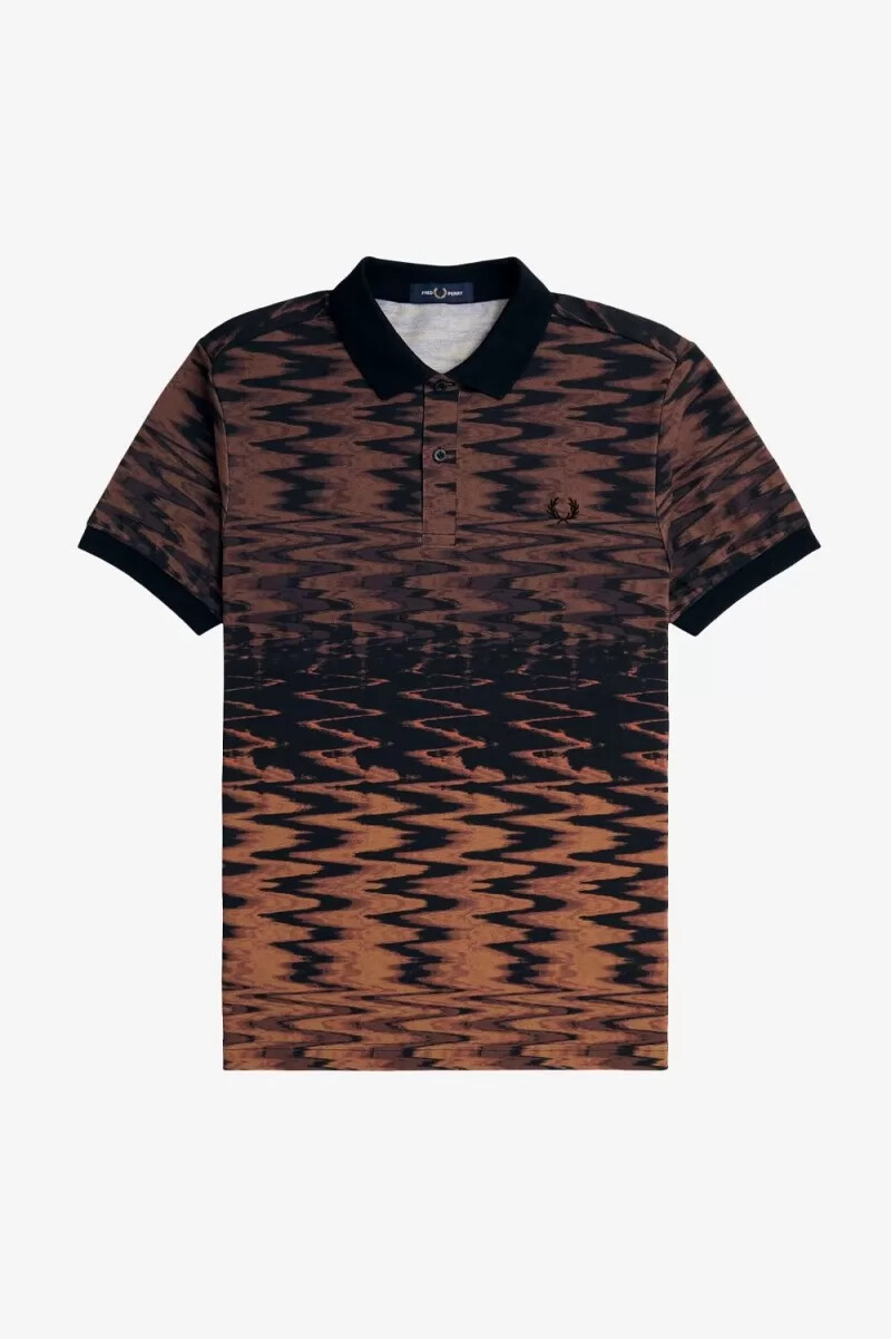 polo fred perry wave graphic para hombre color negro
