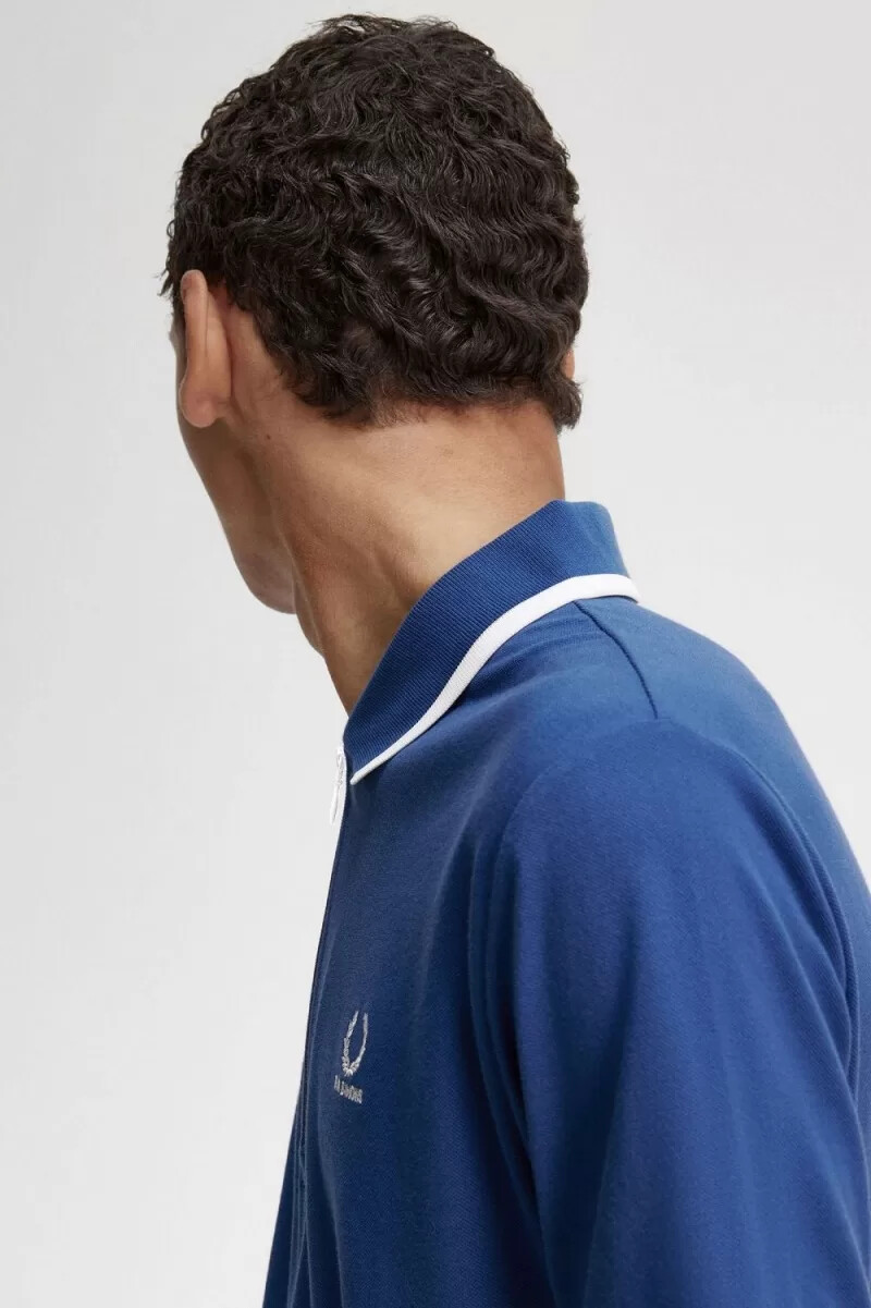 polo fred perry con media cremallera para hombre azul real