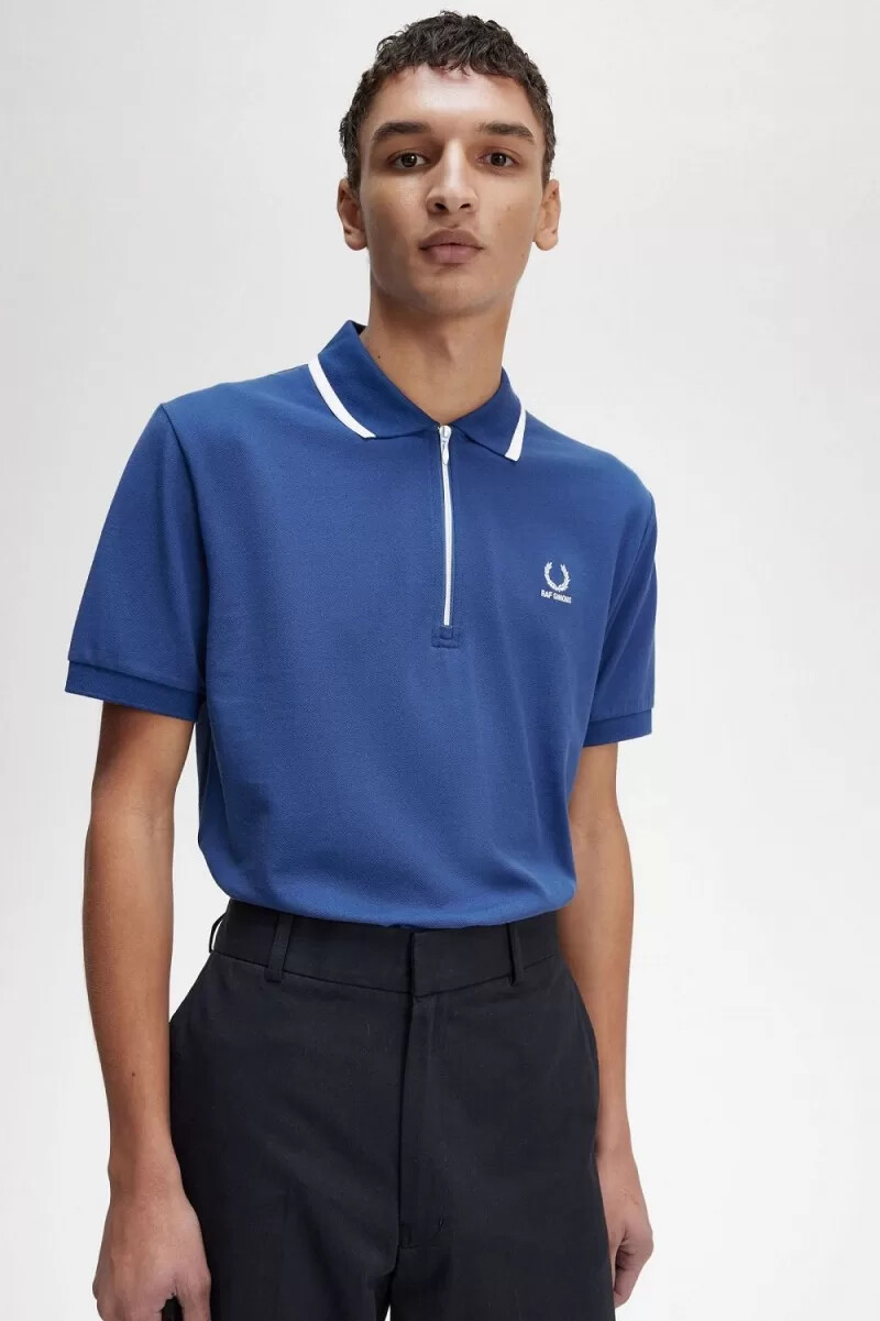 polo fred perry con media cremallera para hombre azul real