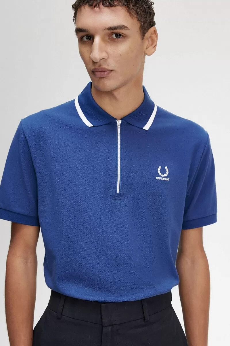 polo fred perry con media cremallera para hombre azul real