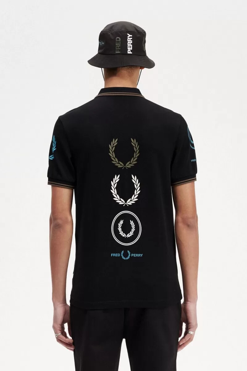 polo fred perry graphic branded para hombre color negro