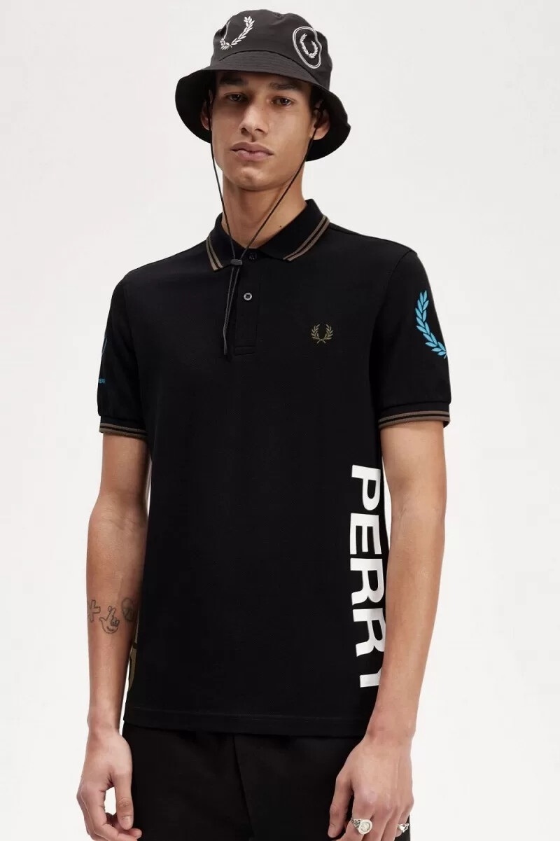 polo fred perry graphic branded para hombre color negro