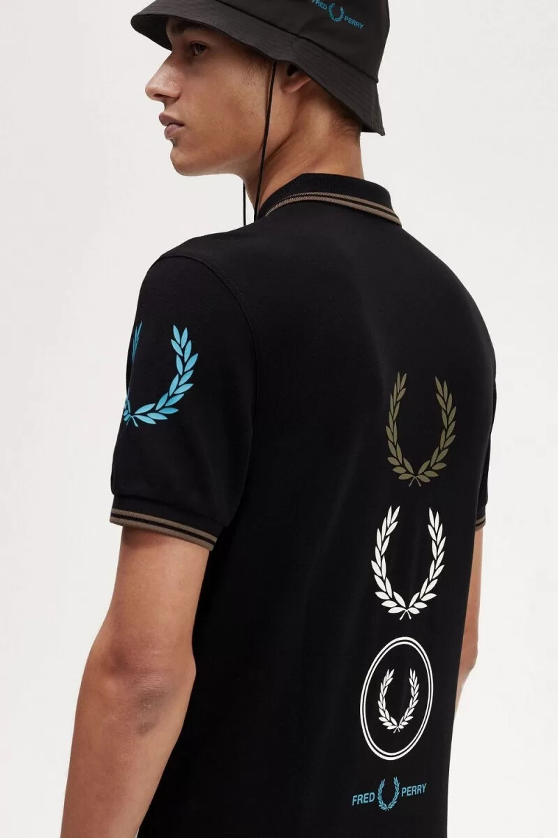 polo fred perry graphic branded para hombre color negro
