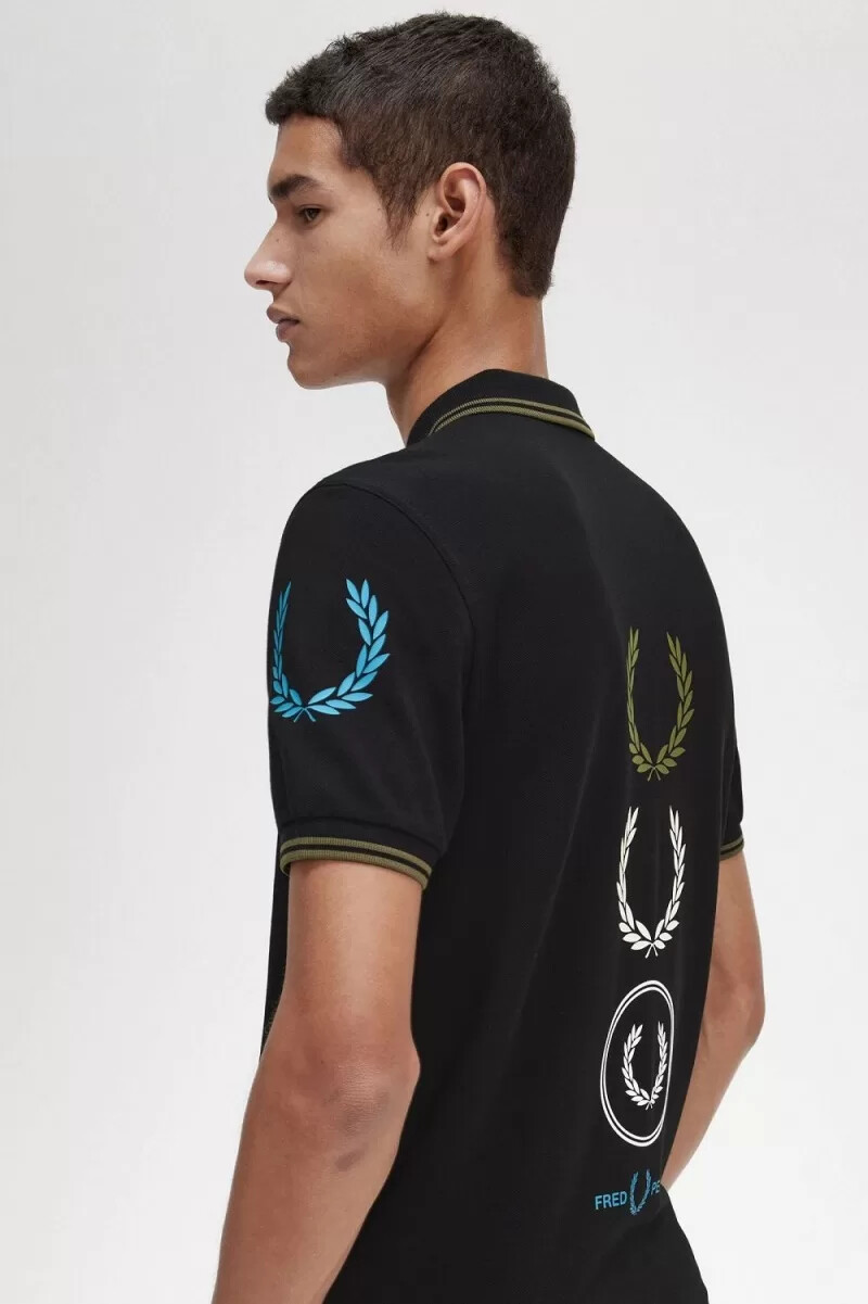 polo fred perry graphic branded para hombre color negro