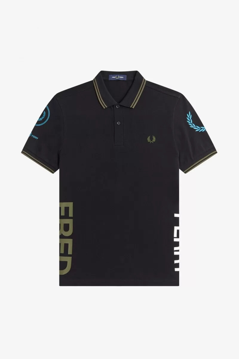 polo fred perry graphic branded para hombre color negro